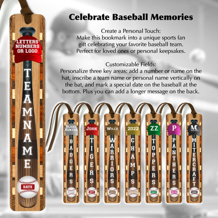 Baseball Custom Personalized Wooden Bookmark