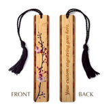 Cherry Blossom Japanese Sakura Handmade Wooden Bookmark - Made in the USA
