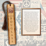 Frederick Douglass Portrait Photo with Signature Wooden Bookmark with Tassel made in the USA