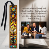 Stained Glass (Double-Sided) Handcrafted Wooden Bookmark with Tassel by Mitercraft - Made in USA