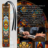 Stained Glass (Double-Sided) Handcrafted Wooden Bookmark with Tassel by Mitercraft - Made in USA