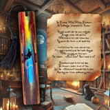 Witch on a Broom, Rainbow Sky Handmade Wooden Bookmark – Made in USA