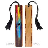 Witch on a Broom, Rainbow Sky Handmade Wooden Bookmark – Made in USA