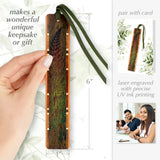 Sword Fern Engraved with added Color Handmade Wooden Bookmark - Made in the USA