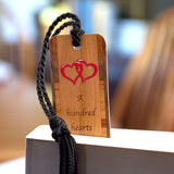 Love Rhyme A Hundred Hearts Handmade Engraved with added Color Wooden Bookmark - Made in the USA