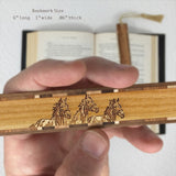 Horses Handmade Engraved Wooden Bookmark - Made in the USA