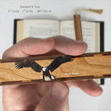Bald Eagle Bird National Symbol (Double-Sided) on Handmade Wooden Bookmark - Made in the USA