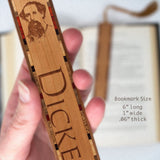 Author Charles Dickens Engraved on handmade Wooden Bookmark - Made in the USA