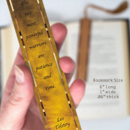 Leo Tolstoy Quote - Patience and Time with Original Photograph Color Wooden Bookmark with Tassel