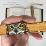 Great Horned Owl Bird (Double Sided) Handmade Wooden Bookmark - Made in the USA