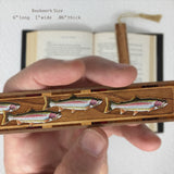 Rainbow Trout Fish Handmade Engraved with added Color Wooden Bookmark - Made in the USA
