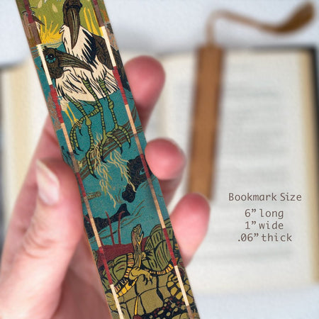 Rookery - original woodcut art by Jenny Pope - Rookery II Color Wooden Bookmarks with Tassel