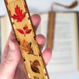 Autumn Leaves Engraved with added color Handmade Wooden Bookmark - Made in the USA