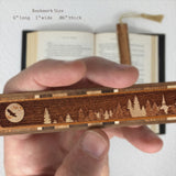 Raven with Moon Handmade Engraved Wooden Bookmark - Made in the USA