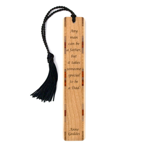 Father Quote by Anne Geddes Handmade Engraved Wooden Bookmark - Made in the USA