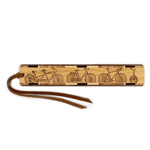 Bicycles Engraved on Handmade Wooden Bookmark - Made in the USA