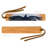 Crow - Art by Christi Sobel on Solid Cherry Wooden Bookmark with Tassel