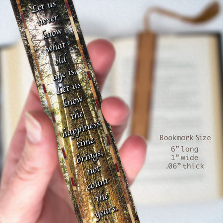 Ausonius Quote about Happiness with Olympic National Park Photograph of Tall Fir Trees