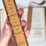 Albert Einstein Intelligence Quote Handmade Engraved Wooden Bookmark - Made in the USA