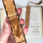 Fall Into A Good Book Handmade Engraved Wooden Bookmark - Made in the USA