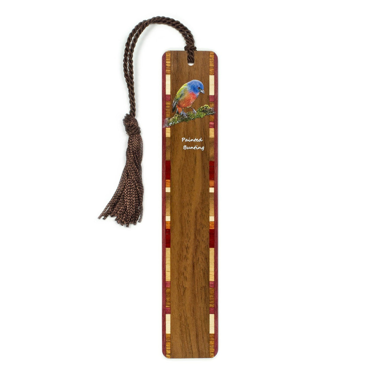 Painted Bunting Cardinal Bird (Double Sided) Handmade Wooden Bookmark