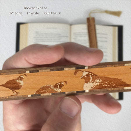 Quail Engraved Wooden Bookmark with Tassel
