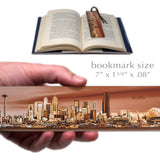 Seattle Downtown Skyline with Mt. Rainier Handmade Wooden Bookmark - Made in the USA