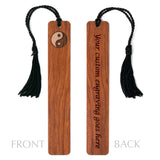 Chinese Yin and Yang Handmade Engraved Wooden Bookmark - Made in the USA