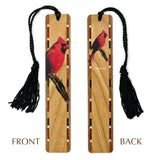 Cardinal Bird (Double Sided) on Handmade Wooden Bookmark - Made in the USA