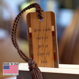 C.S. Lewis Quote "Long Book Large Cup Of Tea" Handmade Engraved Wooden Bookmark - Made in the USA