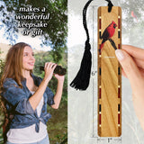 Cardinal Bird (Double Sided) on Handmade Wooden Bookmark  - Made in the USA