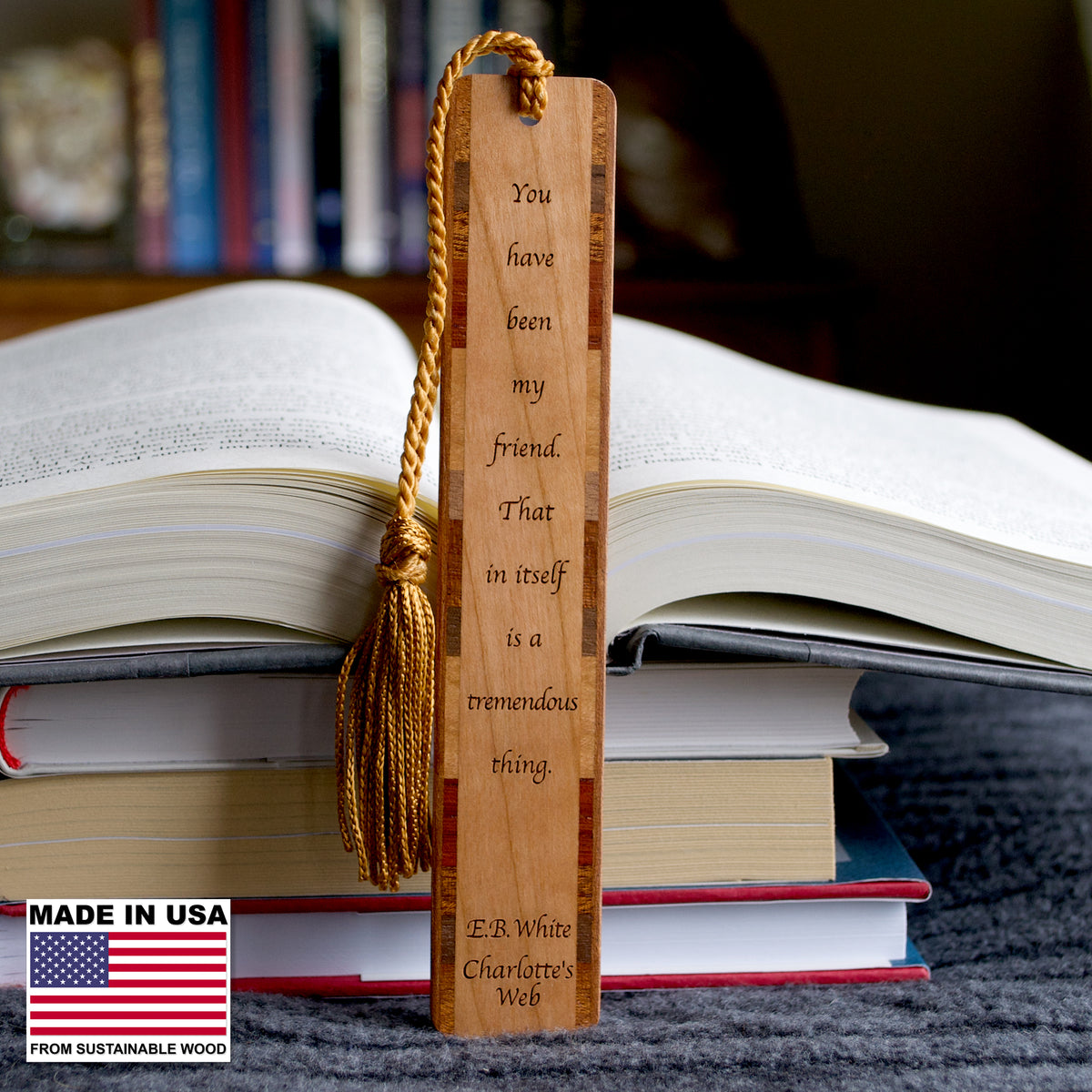 Handmade Personalized Wood Bookmark with Tassel for Teachers – Giftsparkes