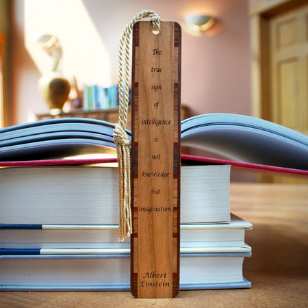 Albert Einstein Intelligence Quote Handmade Engraved Wooden Bookmark - Made in the USA