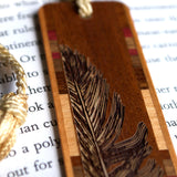 Feather Handmade Engraved Wooden Bookmark - Made in the USA