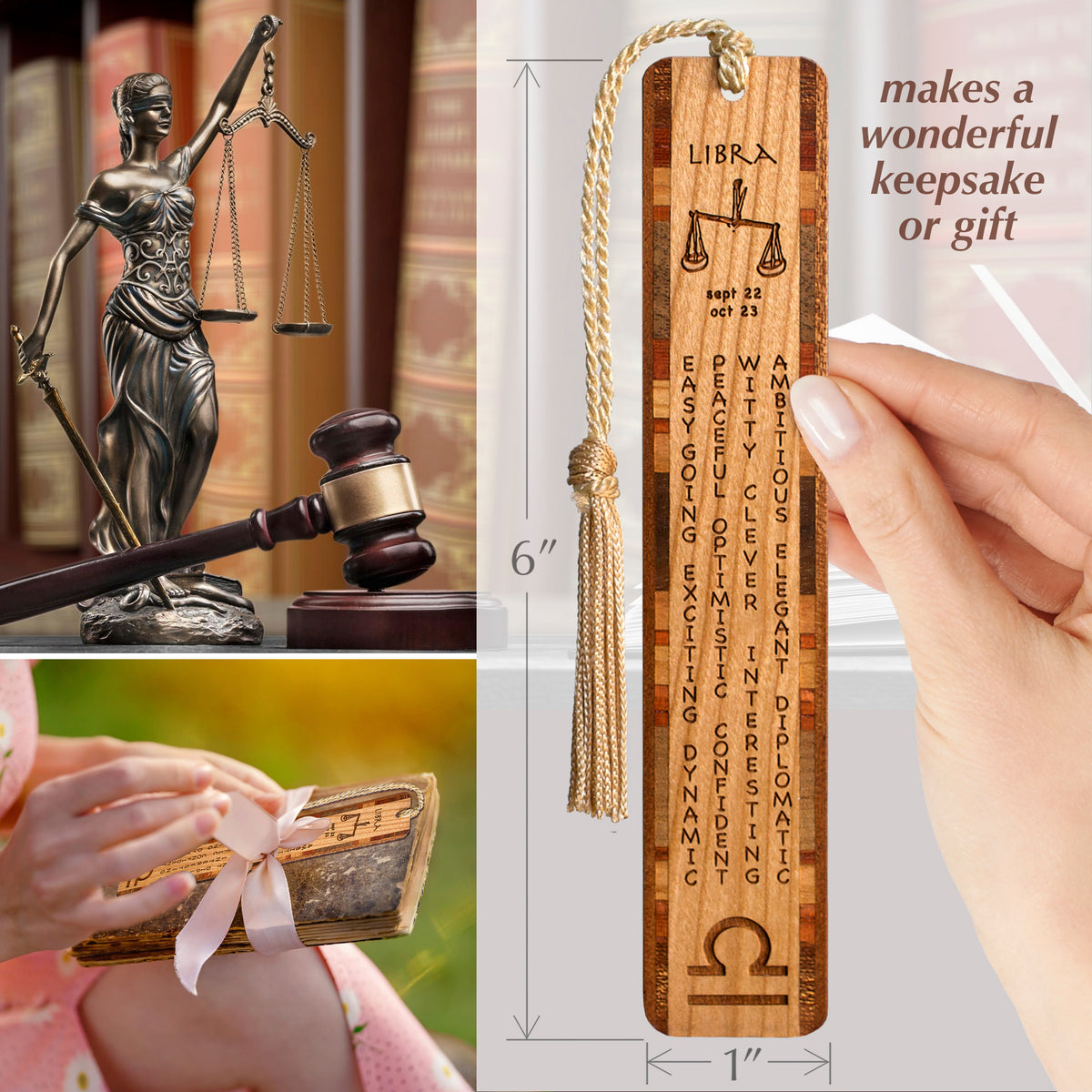 Leo Zodiac Astrological Sign Handmade Engraved Wood Bookmark - Made In - View #5