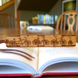 Bicycles Engraved on Handmade Wooden Bookmark - Made in the USA