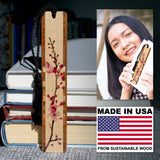 Cherry Blossom Japanese Sakura Handmade Wooden Bookmark - Made in the USA