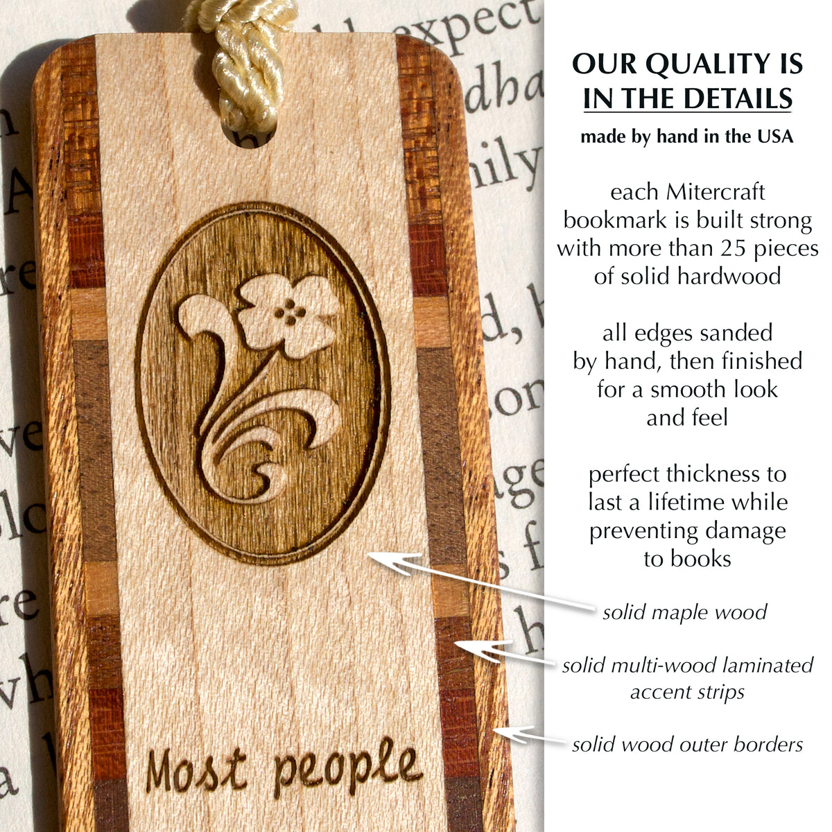 輸入品・未使用】Friends Leaves Footprints in Your Heart Quote Engraved Wooden  Bookmark with Tassel by Mitercraft%ｶﾝﾏ% Inc. [並行輸入品]