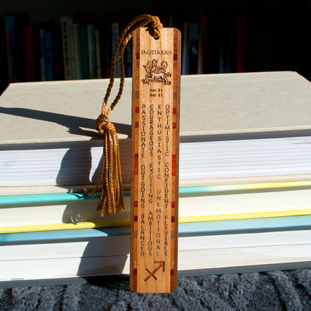 Sagittarius Zodiac Astrological Sign Handmade Engraved Wooden Bookmark - Made in the USA