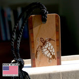Sea Turtle Tortoise Handmade Engraved Wooden Bookmark - Made in the USA