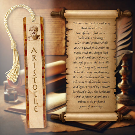 Aristotle Greek Philosopher Handmade Wooden Bookmark - Made in the USA