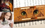 Cat Eyes Engraved with added Color Handmade Wooden Bookmark - Made in the USA
