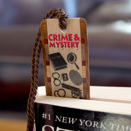 Crime & Mystery Bookmark – Handcrafted Wood Detective Theme Icons – Perfect Gift for Thriller and Whodunit Fans