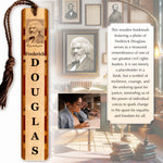 Frederick Douglas Portrait Photo with Signature Wooden Bookmark with Tassel made in the USA