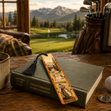 Mountain Golf Couple Wooden Bookmark | Scenic Golf Course Gift for Golf Lovers, Couples & Readers | Handmade in USA