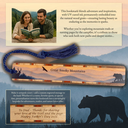 Great Smoky Mountains Handmade Wooden Bookmark - Made in the USA