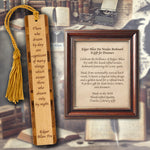 Edgar Allan Poe Poet Daydreaming Quote Engraved Wooden Bookmark - Made in the USA