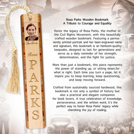 Rosa Parks Wooden Bookmark with Tassel
