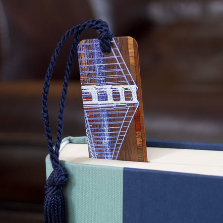 San Francisco Skyline Wood Bookmark – Golden Gate Bridge Design with Tassel – Mitercraft Handmade in USA – Cityscape Art Gift