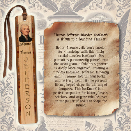 Thomas Jefferson Engraved Wooden Bookmark - Made in the USA